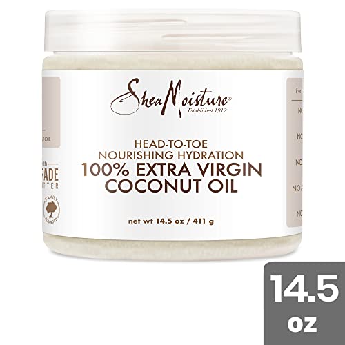SheaMoisture - Shea Moisture Óleo de Coco 100% Extra Virgem para Cuidados com a Pele, Hidratante para Gestantes contra Estrias, Óleo de Coco Puro para Cuidados com o Cabelo, Vitamina E, Removedor de Maquiagem de Óleo de Coco