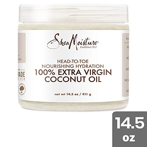 SheaMoisture - Shea Moisture Óleo de Coco 100% Extra Virgem para Cuidados com a Pele, Hidratante para Gestantes contra Estrias, Óleo de Coco Puro para Cuidados com o Cabelo, Vitamina E, Removedor de Maquiagem de Óleo de Coco