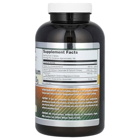 Amazing Nutrition - Amazing Formulas – Suplemento de Cálcio Magnésio Zinco Vitamina D3 | 500 Comprimidos | Não-OGM | Sem Glúten | Fabricado nos EUA