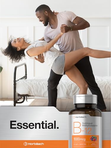 Vitamina B12 Sublingual 1000 mcg | 400 Comprimidos de Dissolução Rápida | Suplemento de Metilcobalamina para Adultos | Sabor Natural de Frutas Vermelhas | Vegano, Vegetariano, Não-OGM e Sem Glúten - Horbäach