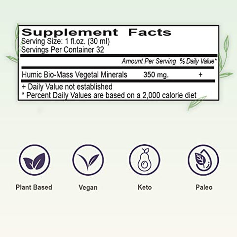Super Força Minerais Húmicos 2-Pack – Suplemento de Ácido Fúlvico com 70 Minerais Traço, Eletrólitos para Desintoxicação - Vital Earth Minerals