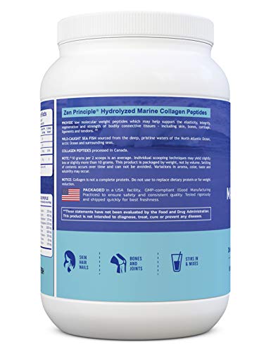 Pó de Peptídeos de Colágeno Marinho Zen Principle 3 lb. Peixe Selvagem, Não-OGM. Suporta Pele, Cabelo, Articulações e Ossos Saudáveis. Tipo 1 Hidrolisado