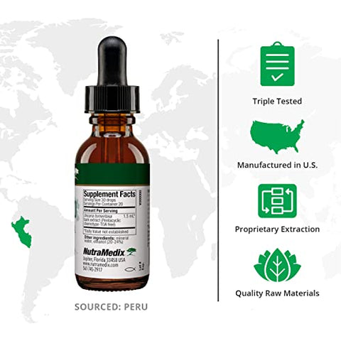 Samento Cat’s Claw Tincture – Extrato de Unha de Gato Peruana para Imunidade, Cérebro, Antioxidante, Cardiovascular – 30ml - NutraMedix