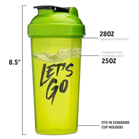 Garrafa Shaker de 28oz (800ml) com Citações Motivacionais | Garrafa de Proteína com 4x Misturador de Fios | Garrafa Shaker para Misturas de Proteína Livre de BPA e Segura para Lava-Louças - GOMOYO