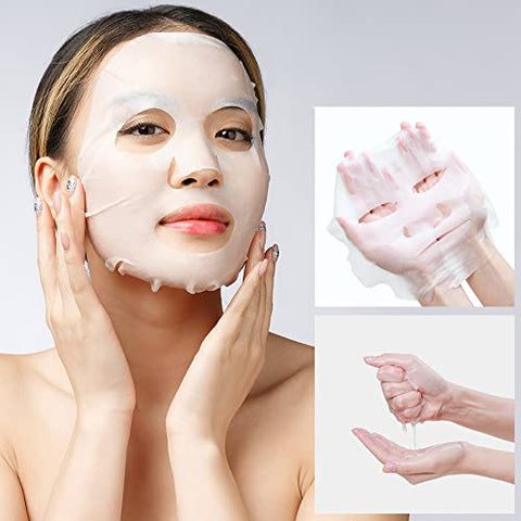 OOTD - Retinol Hyaluron Serum Korean Sheet Mask Gift Pack 20 Unidades – Máscara Facial Hidratante, Rejuvenescedora e Iluminadora