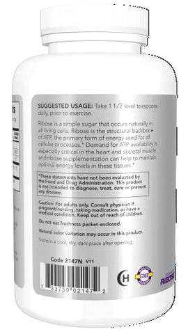 Sports Nutrition, Pó de D-Ribose 5.000 mg, Certificado Não-OGM, Produção de Energia, 8-Ounce (236 ml) - NOW Foods