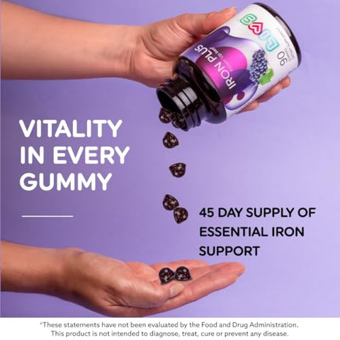 Iron Plus Gummy Vitamin – Goma de Ferro com Vitamina C, Gomas de Ferro para Adultos | LIVS - LIVS