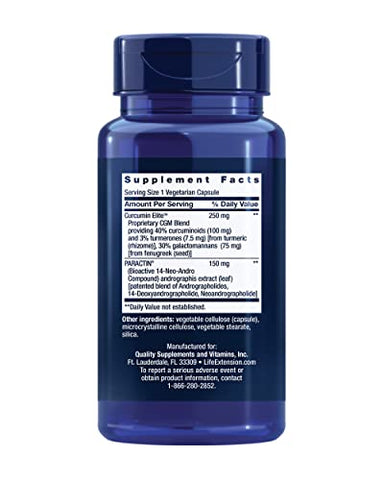 Arthro-Immune Suporte Articular, Extrato de Cúrcuma Curcumin Elite™, Andrographis paniculata, Promove Mobilidade e Flexibilidade, Vegetariano, Sem Glúten, Não-OGM, 60 cápsulas - Life Extension