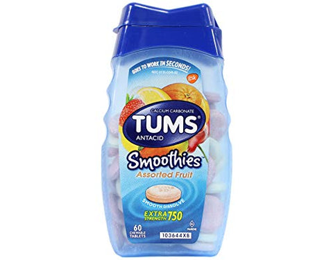 TUMS - Tums Smoothies Berry Fusion e Frutas Sortidas 60 Unidades Cada – Delicioso e Eficaz para Alívio da Azia