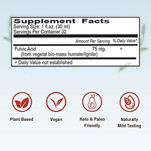Suplemento de Ácido Fúlvico com 70 Minerais Traços e Eletrólitos para Energia – 500ml - Vital Earth Minerals
