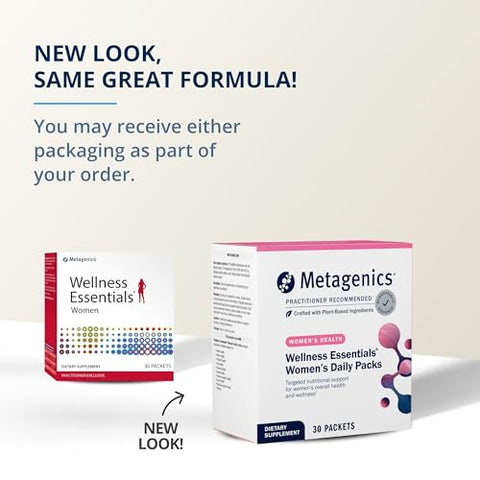Wellness Essentials Mulheres – Pacotes Diários de Multivitaminas – Vitaminas para Mulheres – Suporte à Densidade Óssea* – Ácidos Graxos Ômega-3 – Não-OGM - Metagenics