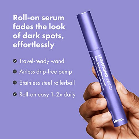 HERO COSMETICS - Varinha Relâmpago da Hero Cosmetics – Soro Iluminador para Desvanecer Manchas Escuras Pós-Espinhas com Botânicos, Livre de Fragrâncias e Parabenos (10 ml, 0,34 fl oz)