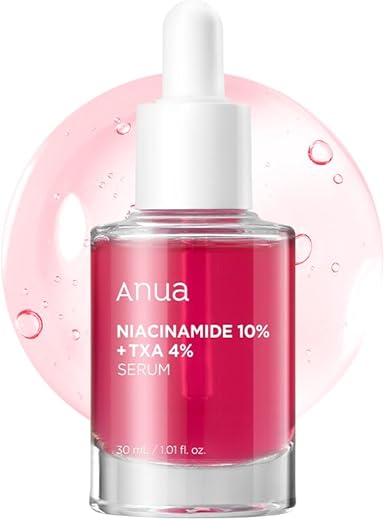 ANUA - Anua Serum Niacinamida 10%% Ácido Tranexâmico 4%%, Ceramida, Ácido Hialurônico, Vitamina B12 cor natural, para pele sensível, Efeito Vidro Coreano, Sem Fragrância (30ml /1.01 fl.oz.)