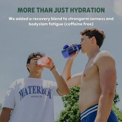 Hidratação Waterboy Workout | Sachês de Pó de Eletrólitos Sem Açúcar 2.960mg | Vitaminas L-Glutamina | Natural, Sem Açúcar, Sem Glúten (Variedade)