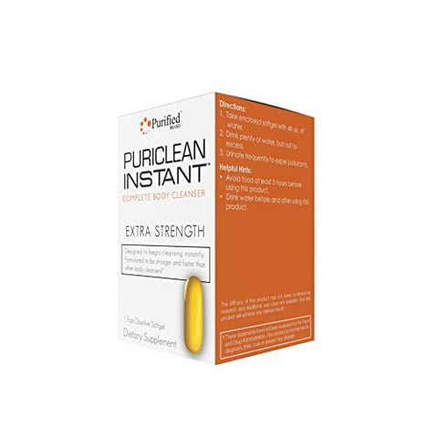 Puriclean Instant Complete Body Cleanser – Softgel Herbal Cleanse Detox Extra Forte – 1 Cápsula Rápida – 1 Hora de Desintoxicação – Embalagem com 2 Unidades - Wellgenix