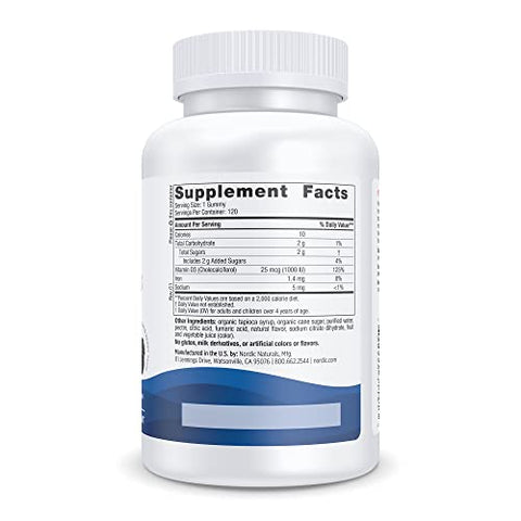 Gummies de Vitamina D3, Frutas Silvestres – 120 Gummies – 1000 UI Vitamina D3 – Sabor Delicioso – Ossos Saudáveis, Humor - Nordic Naturals