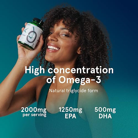 Ômega 3 Fish Oil – Ultra Puro 2000mg – 240 Cápsulas – Suplemento para Coração e Olhos – Sem Refluxo, Certificado IFOS, Cápsulas Não-OGM – O3-2000mg EPA 1250mg DHA 500mg - Puori