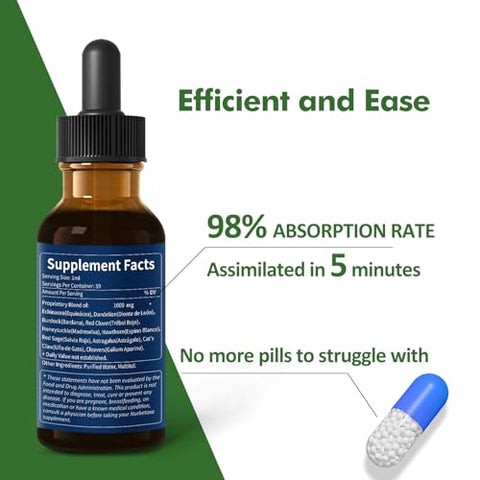 Nurbetoxa - Gotas de Drenagem Linfática Cleavers para Desintoxicação Linfática, Fórmula de Suporte ao Linfedema com Equinácea, Use com