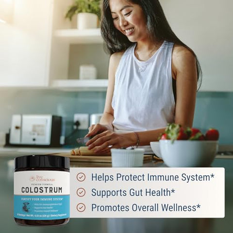 Pó de Colostro de Gado Criado a Pasto com Lactoferrina para Absorção de Ferro – Colostro Bovino, Suplemento para o Sistema Imunológico - Live Conscious