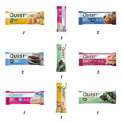 Pacote Variado de Barras de Proteína Generic Quest Nutrition Ultimate, 12 unidades, Alta Proteína, Baixo Carboidrato, Sem Glúten, Amigável à Dieta Keto, 6 Sabores
