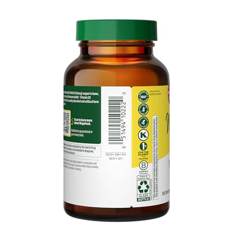Vitamina D3 2000 UI (50 mcg) – Suplemento de Vitamina D com Alimentos Reais, Suporte Imunológico, Fortalece Ossos e Dentes - MegaFood