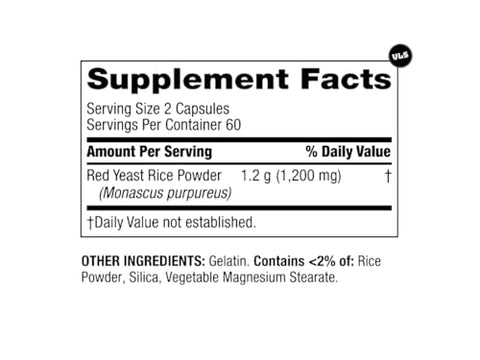 Generic - Red Yeast Rice Spring Valley | 600 mg Cápsulas | 120 Unidades VLS Sticker