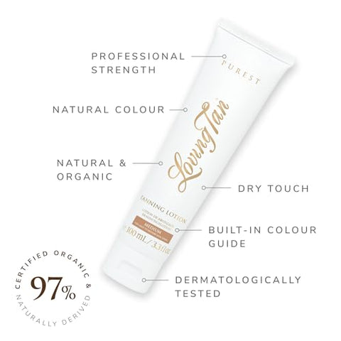 Loção Bronzeadora Pura Média 97% Orgânica – Autobronzeador sem Sol - Loving Tan