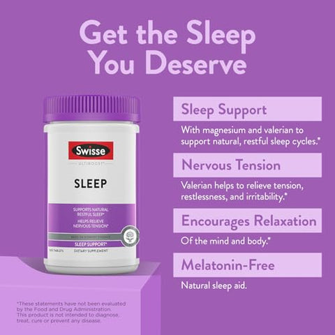 Sleep Cápsulas de Raiz de Valeriana | Extrato de Raiz de Valeriana Magnésio Alcaçuz Lúpulo | Suplemento Herbal para Dormir Sem Melatonina | Ajuda a Aliviar Tensão Nervosa | 120 Comprimidos - Swisse