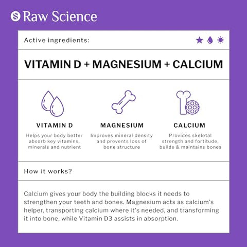 S RAW SCIENCE - Cálcio Citrato com Vitamina D3, K2 – Fortaleça seus ossos – Marca XYZ