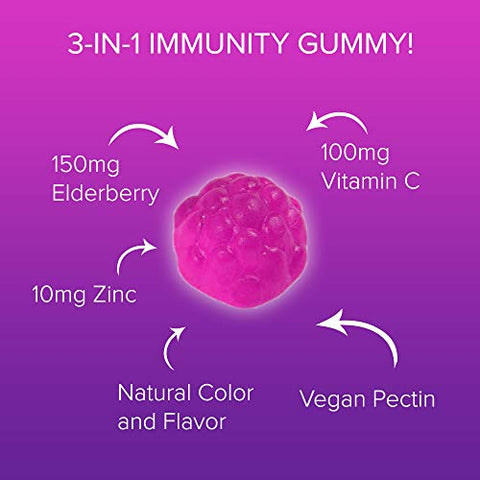 Natural BioScience - Gomas de Sabugueiro Sambucus com Vitamina C e Zinco – Suporte Diário para o Sistema Imunológico de Adultos
