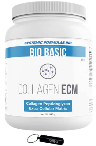 GEOMETAL - Systemic Formulas Collagen ECM #613 + Porta Comprimidos: Pó de Colágeno Bio Básico Promove Saúde Capilar, Unhas, Pele, Ossos e Articulações – Embalagem de 1 Unidade