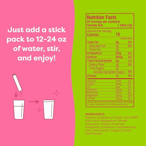 Strawberry Limeade Electrolytes Drink Mix – 28 Sachês Práticos – Pó de Eletrólitos Saudável Feito com Frutas Reais – Bebida em Pó Keto sem Adição de - FlavCity