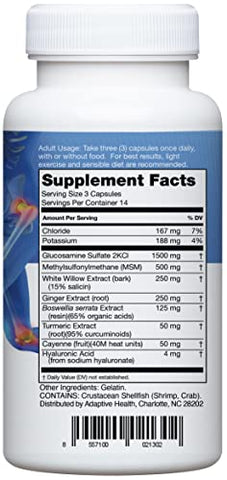 Suplemento de Suporte Articular com Estudo Clínico – Mistura de Alívio Articular de Glucosamina, MSM, Salgueiro Branco, Cúrcuma, Gengibre, Pimenta Caiena, Ácido Hialurônico – 42 Cápsulas - Instaflex