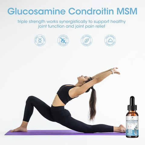 MABEFY - Glucosamina Condroitina MSM Gotas Líquidas c/ Cúrcuma Boswellia Quercetina Bromelina – Vegano, Suporte Antioxidante para Costas, Joelhos, Mãos – Suplemento de Suporte Articular Promove Saúde