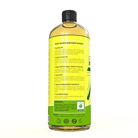 Sabonete Castela EWG Verificado 1000 ml – Sem Óleo de Palma, Livre de Transgênicos – Suave e Sem Fragrância - Seven Minerals