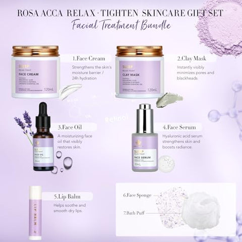 RA ROSA ACCA - Conjunto de Cuidados para a Pele Facial  – Cuidados Faciais – 100% Natural – Hidratante – Antienvelhecimento – 5 Produtos – 200ml