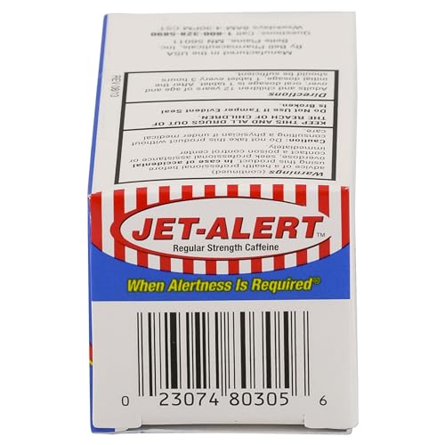 100 MG Cada Comprimido de Cafeína 120 Unidades – Pacote de 3 | Energizante de Marca - Jet-Alert