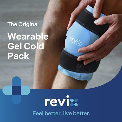 Ice Pack para Alívio da Dor no Joelho, Envoltório de Gelo em Gel Reutilizável para Lesões nas Pernas, Inchaço, Cirurgia de Substituição do Joelho, Terapia de Compressa Fria para Artrite, Ruptura do Menisco e LCA Azul - REVIX