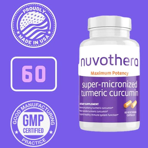 Nuvothera - Cápsulas de Cúrcuma Super Micronizada – Fórmula Avançada para Conforto Digestivo – Alta Absorção, Não-OGM, Vegano – 120 Cápsulas