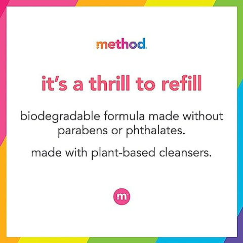 Recarga de Sabonete Líquido Method Gel, Queda d’Água, Frasco Reciclável, Fórmula Biodegradável, 1000 ml (Pacote com 4)