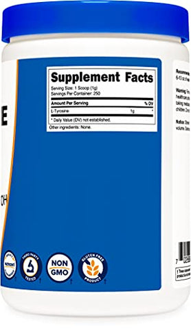 L-Tyrosine em Pó 250g – Puro L-Tyrosine 1000mg por Porção - Nutricost