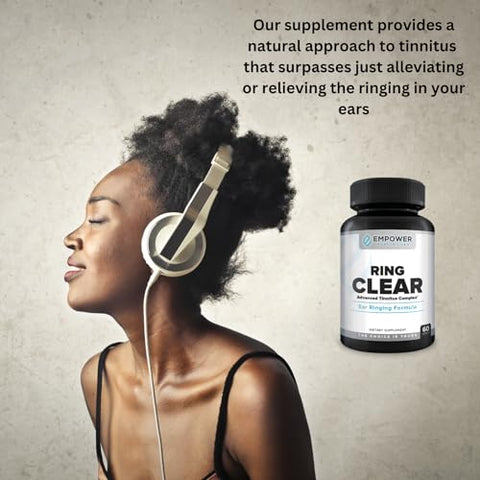Empower Health Labs - Ring Clear Fórmula Natural para Alívio Duradouro do Zumbido no Ouvido – Suprimento de 30 Dias
