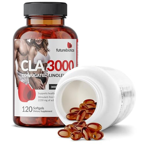 CLA 3000 Extra Alta Potência – Ácido Linoleico Conjugado Não Estimulante, Não GMO, 120 Softgels - Futurebiotics