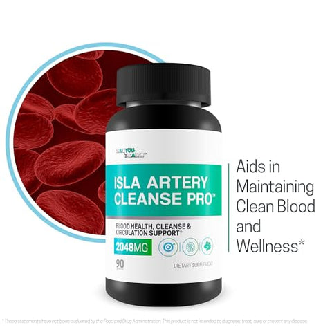 True You Health - Isla Artery Cleanse Pro – Suporte para Limpeza de Veias e Artérias – Melhor Limpeza de Sangue – Arterial