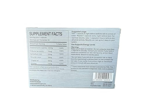 EVERSTRONGER - Suplemento Vitalidade Masculina com Butea Superba – Aumenta Energia, Força e Resistência – 10-Pack