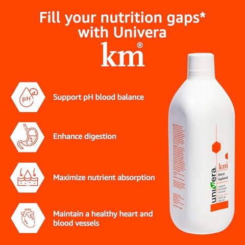 km – Potássio Líquido Suporta, Suplemento Mineral – 946 ml (1PK), Equilíbrio do pH do Corpo, Fórmula Original Karl Jurak, Sabor Terroso (Fornecimento de 30 Dias) - Univera