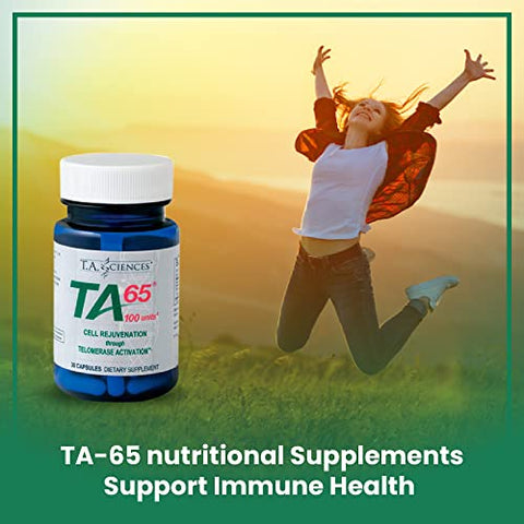 T.A. Sciences - Suplemento Ativação Telomerase – TA 65 MD, Reparo DNA, Comprimento Telômero, Anti Envelhecimento, Rejuvenescimento Celular, 30 Cápsulas