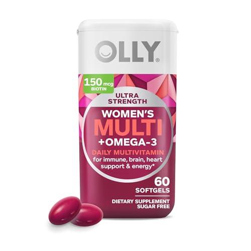 Ultra Softgels Mulheres, Saúde Geral e Suporte Imunológico, Ômega-3, Ferro – 60 cápsulas - OLLY
