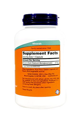 NOW Foods - NOW Boron 3 mg – 250 Cápsulas (Pacote com 2) – Marca NOW – Aumente sua saúde óssea e muscular com Boron – Compre Agora!