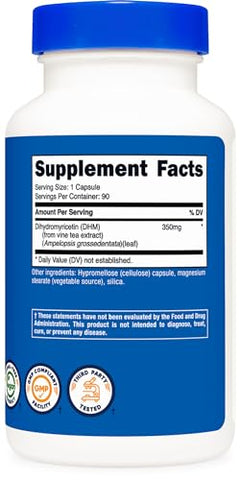 Dihydromyricetin (DHM) Cápsulas 350mg, 90 Unidades – Vegano, Não-OGM, 90 Porções - Nutricost